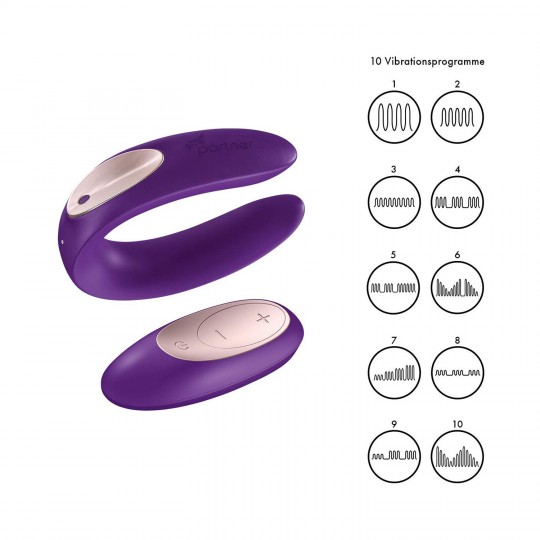 PARTNER PLUS REMOTE COUPLES VIBRATOR WITH REMOTE AND USB CHARGER