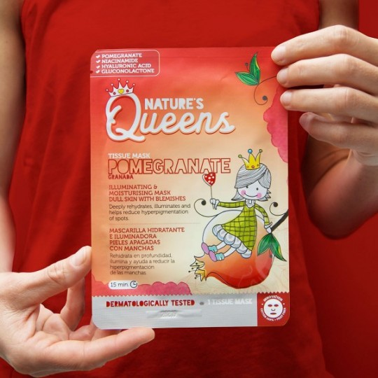 MÁSCARA DE TECIDO FACIAL ILUMINADORA NATURE’S QUEENS ROMÃ 25ML
