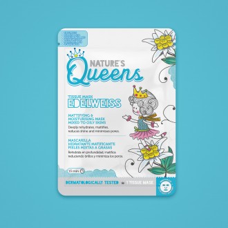 MASCARILLA DE TEJIDO FACIAL MATIFICANTE NATURE’S QUEENS EDELWEISS 25ML