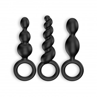 CONJUNTO DE 3 PLUGS ANALES BOOTY CALL SATISFYER NEGROS