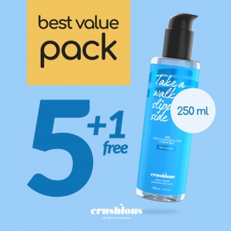 PACK DE 5 LUBRICANTES A BASE DE AGUA 250 ML CRUSHIOUS + 1 GRATIS