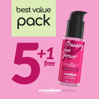 PACK DE 5 LUBRICANTES CON SABOR A FRESA 50 ML CRUSHIOUS + 1 GRATIS