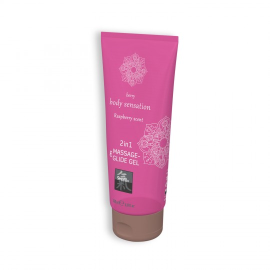MASSAGGIO GEL E LUBRIFICANTE 2IN1 CON SAPORE DI LAMPONE SHIATSU 200ML