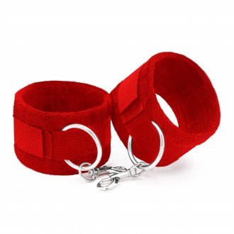 PACK OF 30 TOUGH LOVE VELCRO HANDCUFFS WITH EXTRA 40CM CHAIN CRUSHIOUS RED