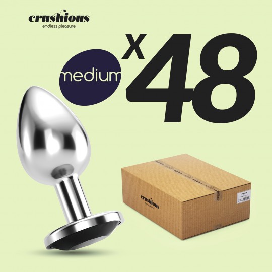 PACK OF 48 CRUSHIOUS BIJOU ANAL JEWEL PLUG BLACK MEDIUM WITH FREE VELVETY BAG