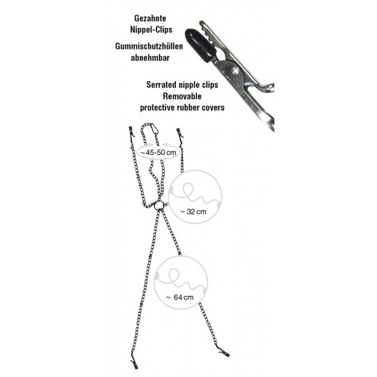 SEXTREME CHAIN WITH NIPPLE AND CLITORIS CLAMPS 