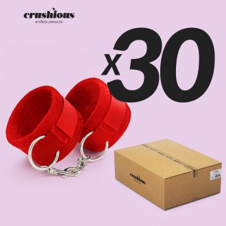 PACK DE 30 ESPOSAS DE VELCRO TOUGH LOVE CON CADENA DE 40CM EXTRA CRUSHIOUS ROJAS