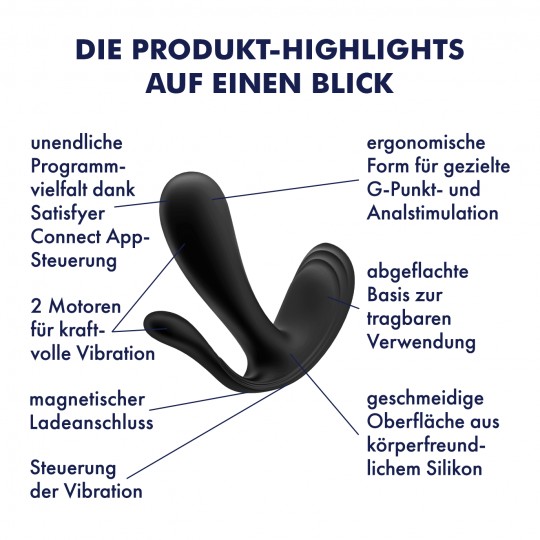 G-SPOT STIMOLATORE E ANALE TOP SECRET + CON NERO SATISFYER APP