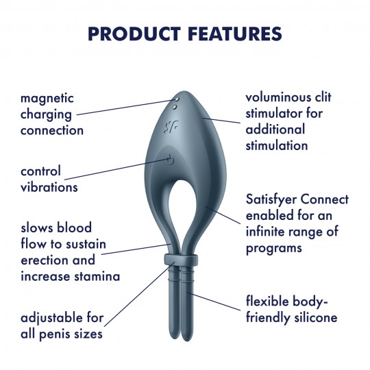 ANEL VIBRATÓRIO BULLSEYE COM APP SATISFYER AZUL
