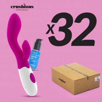 CONFEZIONE DA 32 VIBRATORE CON STIMOLATORE CLITORIDEO CHERIE E LUBRIFICANTE A BASE D'ACQUA INCLUSO CRUSHIOUS