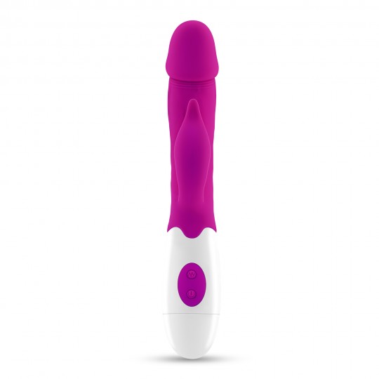 VIBRATORE CON STIMOLATORE CLITORIDE MOCHI VIOLA E LUBRIFICANTE A BASE D'ACQUA INCLUSO CRUSHIOUS