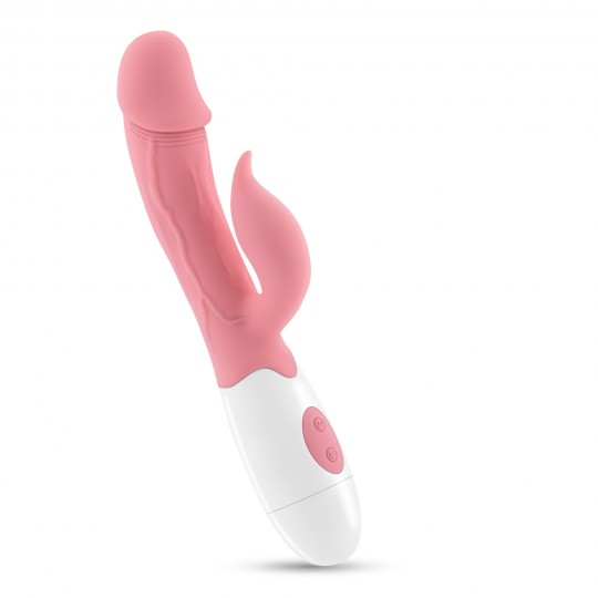 VIBRATORE CON STIMOLATORE CLITORIDEO MOCHI ROSA E LUBRIFICANTE A BASE D'ACQUA INCLUSO CRUSHIOUS