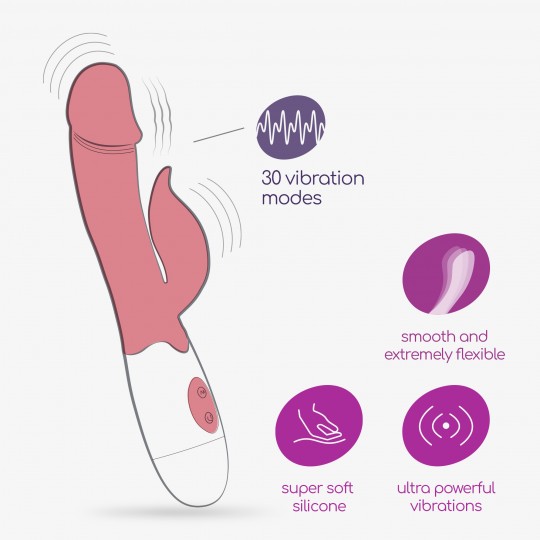 VIBRATORE CON STIMOLATORE CLITORIDEO MOCHI ROSA E LUBRIFICANTE A BASE D'ACQUA INCLUSO CRUSHIOUS