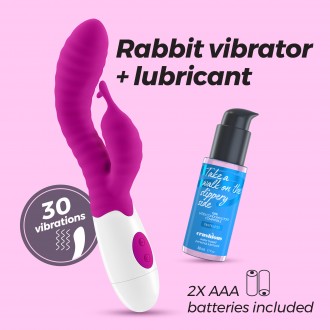 CRUSHIOUS GUMMIE RABBIT VIBRATOR PURPLE WITH WATERBASED LUBRICANT INCLUDED