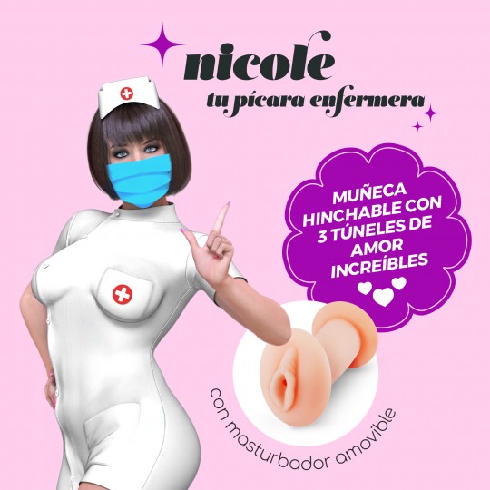 NICOLE L&#039;INFIRMIÈRE POUPÉE GONFLABLE AVEC MASTURBATEUR CRUSHIOUS
