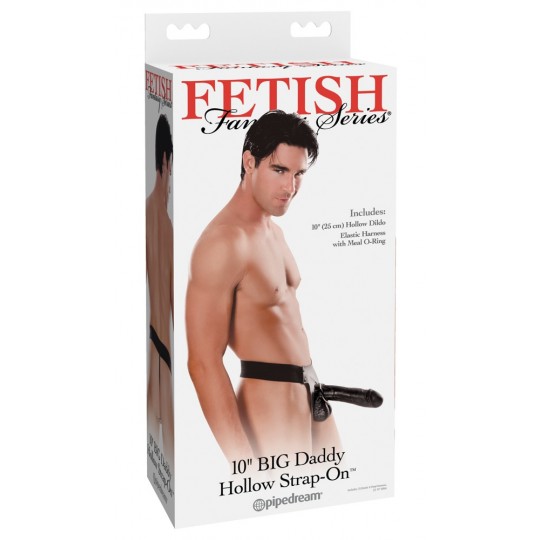 STRAP-ON HOLLOW 10 &quot; BIG DADDY HOLLOW FETISH FANTASY SERIE NERO