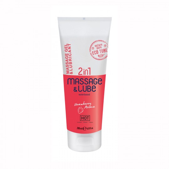 MASSAGGIO GEL E LUBRIFICANTE 2IN1 CON SAPORE DI FRAGOLA CALDO 200 ML
