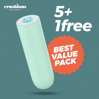 УПАКОВКА 5 + 1 БЕСПЛАТНО QUACKERS USB ПЕРЕЗАРЯЖАЕМАЯ ВИБРОПУЛЯ МЯТА ЗЕЛЕНАЯ CRUSHIOUS