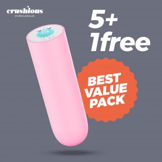УПАКОВКА 5 + 1 БЕСПЛАТНО QUACKERS USB ПЕРЕЗАРЯЖАЕМАЯ ВИБРОПУЛЯ РОЗОВАЯ CRUSHIOUS