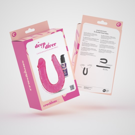 DEEP DIVER DOPPIO DILDO CON ANALE LUBRIFICANTE 50 ML CRUSHIOUS ROSA