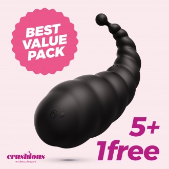 5 + 1 FREE CRUSHIOUS COCOON RECHARGEABLE VIBRATING EGG WITH WIRELESS REMOTE CONTROL BLACK
