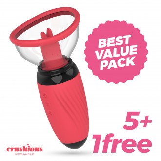 5 + 1 GRATUIT SCARLET POMPE VULVAIRE STIMULATEUR RECHARGEABLE CRUSHIOUS