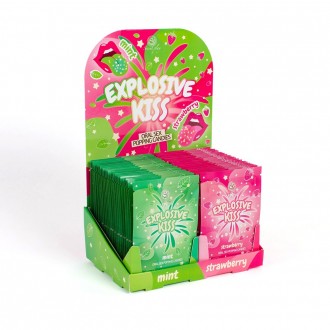 ESPOSITORE CON 24 EXPLOSIVE KISS FRAGOLA + 24 EXPLOSIVE KISS MENTA SECRET PLAY