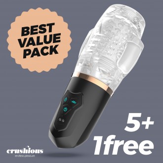 5 + 1 FREE CRUSHIOUS QUASAR RECHARGEABLE MASTURBATOR WITH SUCTION