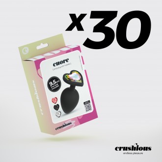 PACK DE 30 CUORE GRAND PLUG ANAL AVEC 4 BIJOUX INTERCHANGEABLES CRUSHIOUS