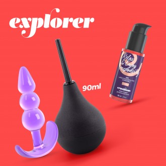 CRUSHIOUS EXPLORER ANAL DOUCHE 90ML WITH ANAL LUBRICANT 50ML AND THE PLUNGER ANAL PLUG