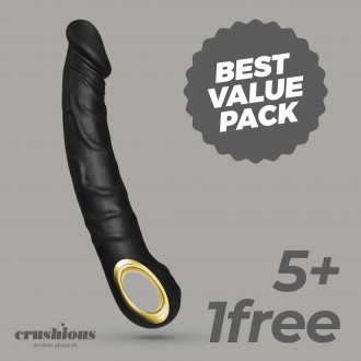 5 + 1 GRÁTIS MAGNUS VIBRADOR REALISTA PRETO CRUSHIOUS