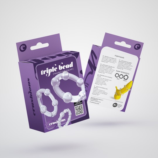 PACK OF 48 TRIPLE BEAD COCKRING SET CLEAR CRUSHIOUS