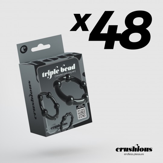 CONFEZIONE DA 48 SET DI ANELLI PER IL PENE NERI TRIPLE BEAD CRUSHIOUS