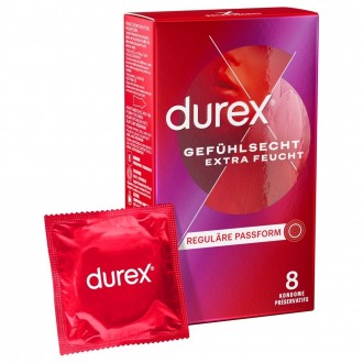 DUREX GEFÜHLSECHT EXTRA FEUCHT CONDOMS 8 UNITS