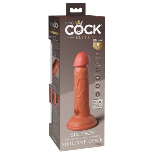 6\&quot; VIBRATING + DUAL DENSITY SILICONE COCK