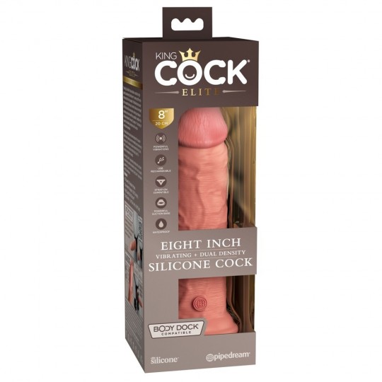 8\&quot; VIBRATING + DUAL DENSITY SILICONE COCK