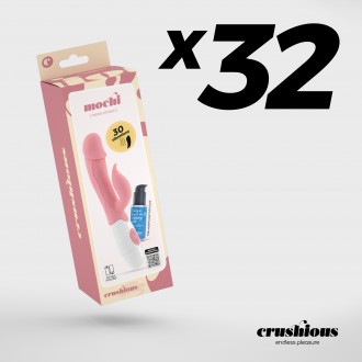 PACK OF 32 CRUSHIOUS MOCHI RABBIT VIBRATOR PINK WITH WATERBASED LUBRICANT INCLUDED