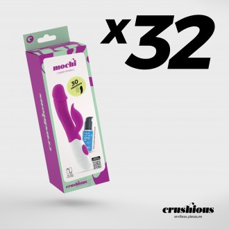 PACK OF 32 CRUSHIOUS MOCHI RABBIT VIBRATOR PURPLE WITH WATERBASED LUBRICANT INCLUDED