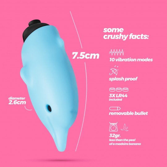 ДЕЛЬФИН С 10 ВИБРОПУЛЯМИ СИНИЙ