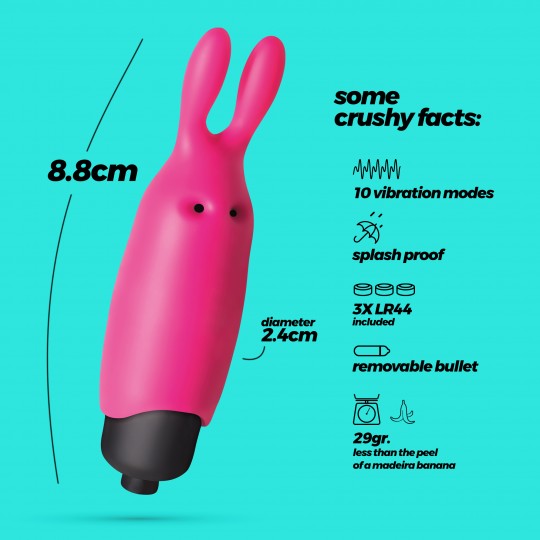 O-PET LAPIN AVEC VIBROMASSEUR BULLET À 10 VIBRATIONS ROSE CRUSHIOUS