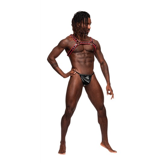 ЛЕО - ШЛЕЙКА ИЗ ИСКУССТВЕННОЙ КОЖИ ЧЕРНЫЙ/КРАСНЫЙ