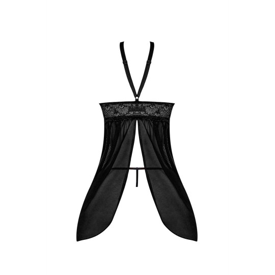 BABYDOLL WITH OPEN BACK AND G-STRING SET BLACK