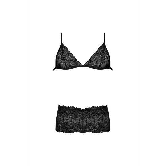 TRIANGLE BRA AND CHEEKY BRIEF SET BLACK