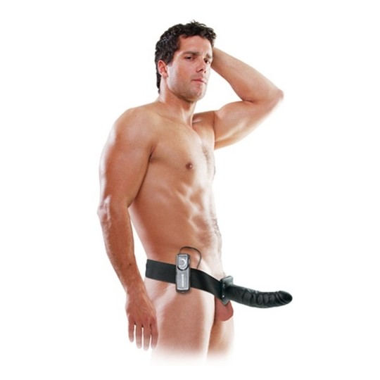 HOLLOW STRAP - ON CON VIBRAZIONE 8 &quot; VIBRAZIONE HOLLOW FETISH FANTASY SERIE NERO