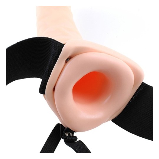 CAVO STRAP-ON CON VIBRAZIONE 8 &quot; VIBRAZIONE HOLLOW FETISH FANTASY SERIE BIANCO