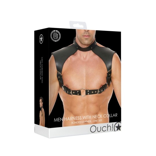 IMBRACATURA CORPORALE CON COLLARE MEN&#039;S HARNESS OUCH!